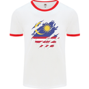 Torn Malaysia Flag Malaysian Day Football Mens Ringer T-Shirt White/Red