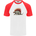 Dimetrodon Dinosaur Mens S/S Baseball T-Shirt White/Red