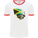 Curled Jamaican Flag Jamaica Day Football Mens Ringer T-Shirt White/Red