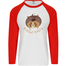 Beagle Bagel Funny Dog Mens L/S Baseball T-Shirt White/Red