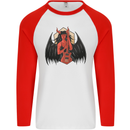 Devil Woman Guitar Death Heavy Metal Rock Mens L/S Baseball T-Shirt White/Red