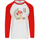 Dont Hate Mate Peace Hippy Toadstool Mens L/S Baseball T-Shirt White/Red