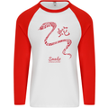 Chinese Zodiac Shengxiao Year of the Snake Mens L/S Baseball T-Shirt White/Red