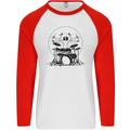 Virtruvian Drummer Funny Drumming Drum Mens L/S Baseball T-Shirt White/Red