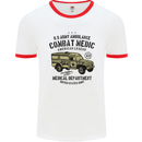 Army Ambulance Military Paramedic Medic Mens Ringer T-Shirt White/Red