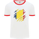 Torn Chad Flag Chadian Day Football Mens Ringer T-Shirt White/Red