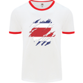 Torn Costa Rica Flag Rican Day Football Mens Ringer T-Shirt White/Red