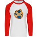 St. Andrew's Cross Scottish Flag Scotland Mens L/S Baseball T-Shirt White/Red