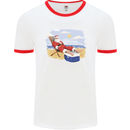 Santa at the Beach Christmas Summer Xmas Holiday Mens Ringer T-Shirt White/Red