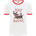 Merry Woofmas Funny Xmas Dog Mens Ringer T-Shirt White/Red