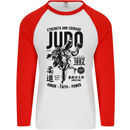 Judo Strength and Courage Martial Arts MMA Mens L/S Baseball T-Shirt White/Red
