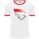 Curled Indonesia Flag Indonesian Day Football Mens Ringer T-Shirt White/Red