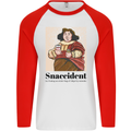 Snaccident Funny Junk Food Diet Weight Loss Mens L/S Baseball T-Shirt White/Red