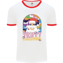 Trippy Christmas LSD Santa Magic Mushrooms Xmas Mens Ringer T-Shirt White/Red