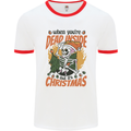 Dead Inside at Christmas Xmas Skull Mens Ringer T-Shirt White/Red