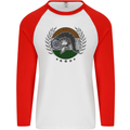 India Bodybuilding Flag Gym Training Indian Mens L/S Baseball T-Shirt White/Red