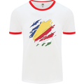 Torn Seychelles Flag Seychellois Day Football Mens Ringer T-Shirt White/Red