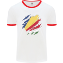 Torn Seychelles Flag Seychellois Day Football Mens Ringer T-Shirt White/Red