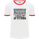 Teacher Attitude Funny Teaching Games PE Geography Mens Ringer T-Shirt White/Red