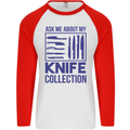 Ask About My Knife Collection Funny Chef Mens L/S Baseball T-Shirt White/Red