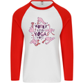 Worry Less Yoga More Mens L/S Baseball T-Shirt White/Red