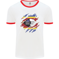 Torn Swaziland Flag Swazi Day Football Mens Ringer T-Shirt White/Red