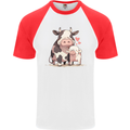 Love is a Cow and Pig Mens S/S Baseball T-Shirt White/Red