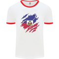 Torn Haiti Flag Haitian Day Football Mens Ringer T-Shirt White/Red