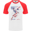 American Volleyball Player USA Flag Mens S/S Baseball T-Shirt White/Red