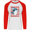 A Great White Shark Mens L/S Baseball T-Shirt White/Red