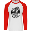 Cafe Racer Old Racing Motorcycle Biker Mens L/S Baseball T-Shirt White/Red