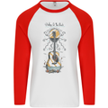 Guitar Beach Acoustic Holiday Surfing Music Mens L/S Baseball T-Shirt White/Red