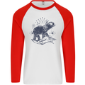 Sacral Style Elephant Meditation Tattoo Art Mens L/S Baseball T-Shirt White/Red