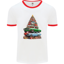Muscle Car Christmas Tree Xmas Classic Mens Ringer T-Shirt White/Red