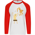 Get Naked Censored Banana Funny Mens L/S Baseball T-Shirt White/Red