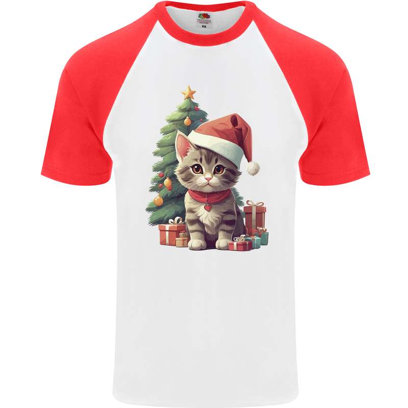 Cute Christmas With Presents and Tree Mens S/S Baseball T-Shirt White/Red