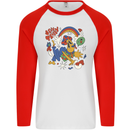 Stay Trippy Magic Mushrooms LSD Mens L/S Baseball T-Shirt White/Red