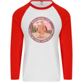 Sloth Hiking Team Funny Trekking Walking Mens L/S Baseball T-Shirt White/Red