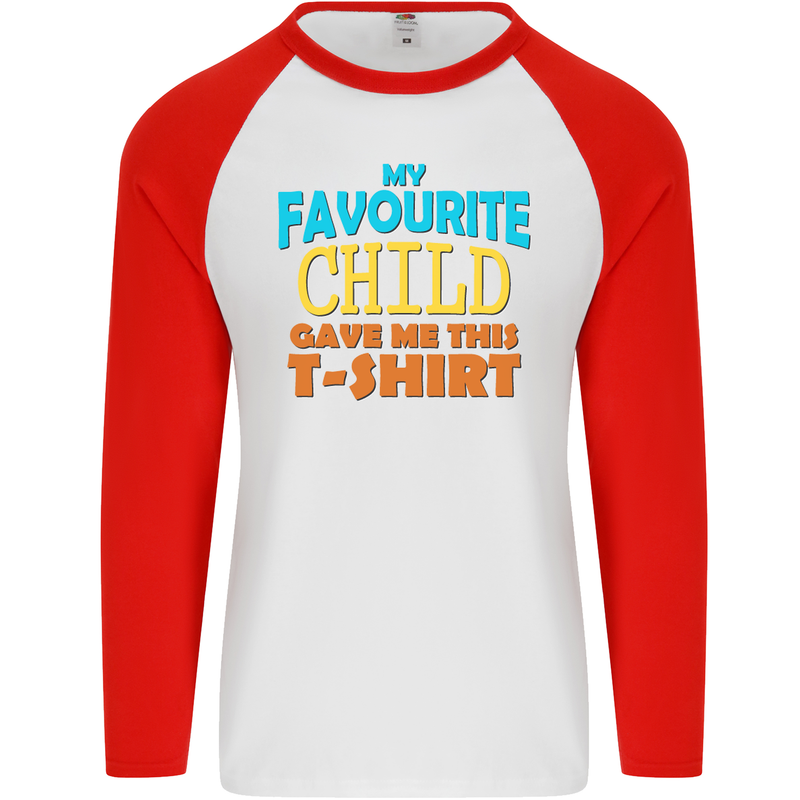 My Favourite Child Gave Me This Fathers Day Mens L/S Baseball T-Shirt White/Red