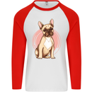 French Bulldog Mens L/S Baseball T-Shirt White/Red