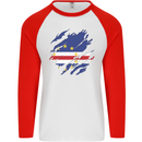 Torn Cape Verde Flag Verdean Day Football Mens L/S Baseball T-Shirt White/Red
