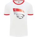 Curled Singapore Flag Singaporean Day Football Mens Ringer T-Shirt White/Red