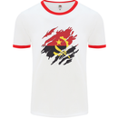 Torn Angola Flag Angolan Day Football Mens Ringer T-Shirt White/Red