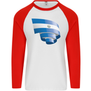 Curled Salvador Flag Salvadoran Day Football Mens L/S Baseball T-Shirt White/Red