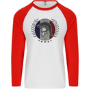 French Bodybuilding Flag Gym Training France Mens L/S Baseball T-Shirt White/Red