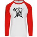 BBQ Grill Sergeant Chef Cook Food Funny Mens L/S Baseball T-Shirt White/Red