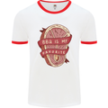 BBQ is My Favourite Funny Steak Grill Braai Mens Ringer T-Shirt White/Red