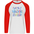 Best Mom Ever Tie Died Effect Mother's Day Mens L/S Baseball T-Shirt White/Red