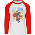 Santalorian Funny Christmas Parody Xmas Mens L/S Baseball T-Shirt White/Red