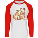 Guinea Pigs Hugging Mens L/S Baseball T-Shirt White/Red